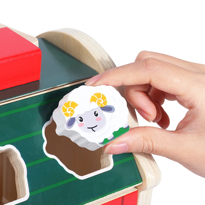 Baby Wooden Matching House Toys Montessori Toys Farm Animal Color Shape Sorting Building Blocks Early Education Games Gifts 6