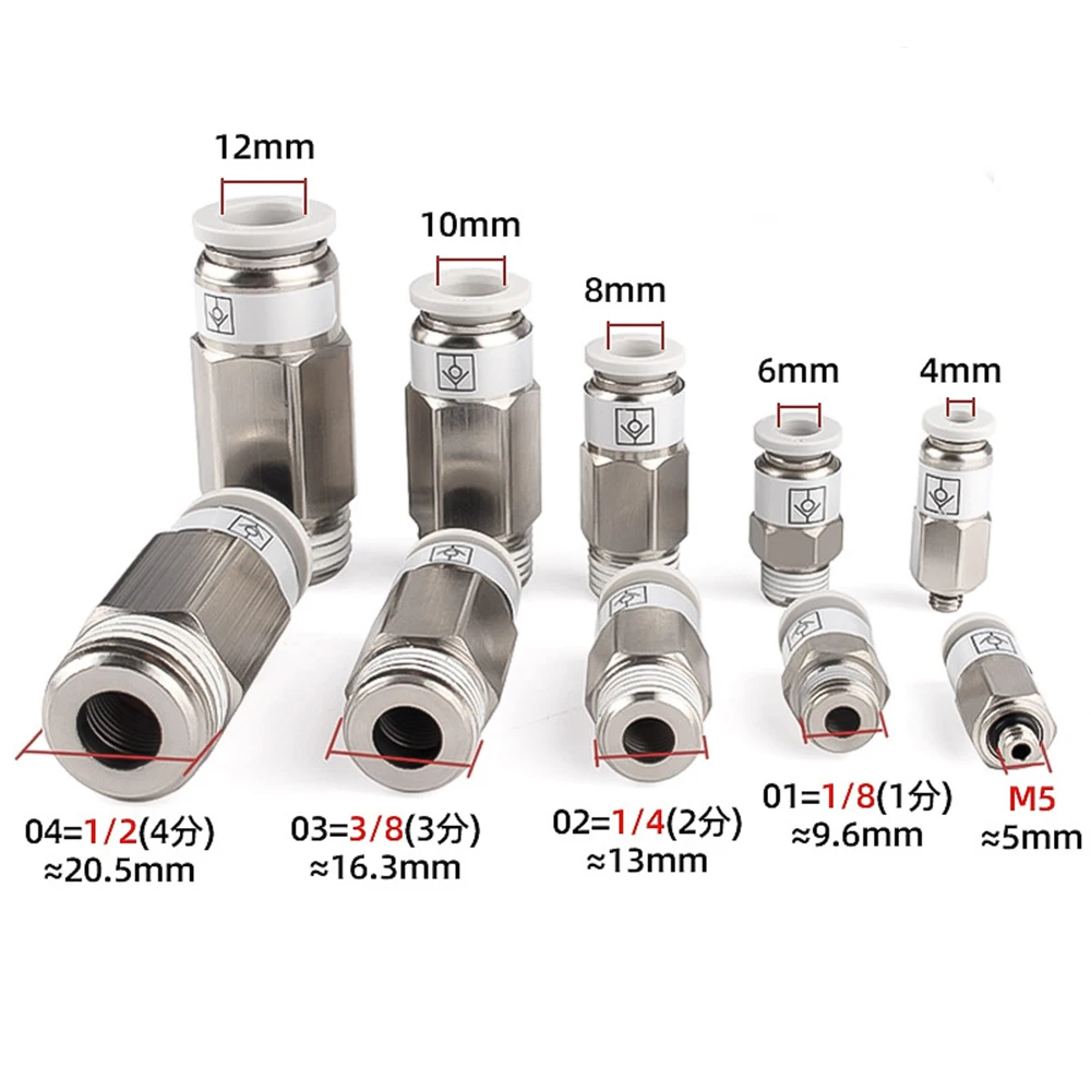 Valvola Di Ritegno Pneumatica Unidirezionale Con Connettore Rapido, Raccordo Per Tubo OD 4mm, 6mm, 8mm, 10mm, 12mm, Modello SPV-4 - 6