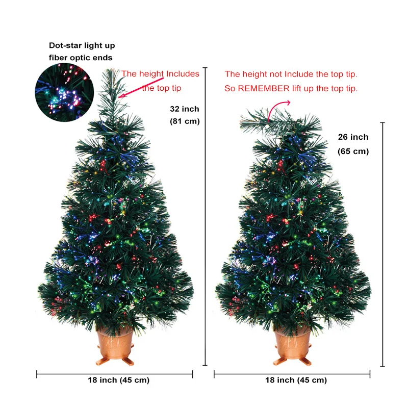 Pre-lit Mini Fiber Optic Tabletop Artificial Christmas Tree LED lights gold base 32 Inch Xmas Table top tree christmas tree ornaments mini christmas tree