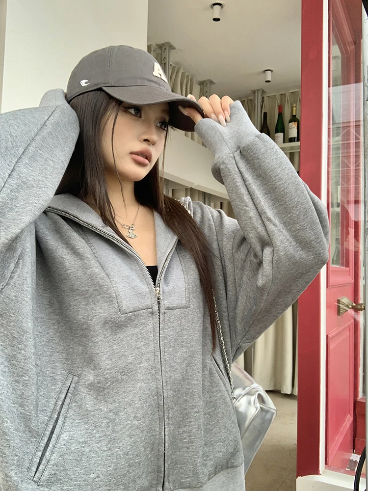 Y2K Casual Two-piece Set Solid Tracksuit Stand Collar Long Sleeve Zip-up Sweatshirt Long Pants Korean Fashion Autumn New Outfits