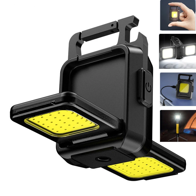 

Small Led Flashlight Keychain Light USB Rechargeable Torch Work Light Multifunctional Portable COB 90 ° Rotation Camping Lantern