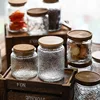 Retro Begonia Flower Small Glass Sealed Jar Acacia Wood Cover Candy and Snacks Storage Tank Dried Fruit Tea Storage Tank 2