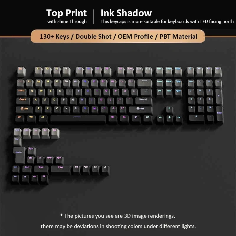 Lavender Top Print RGB Backlit OEM Profile PBT Double Shot Keycap Set (135 Keys)
