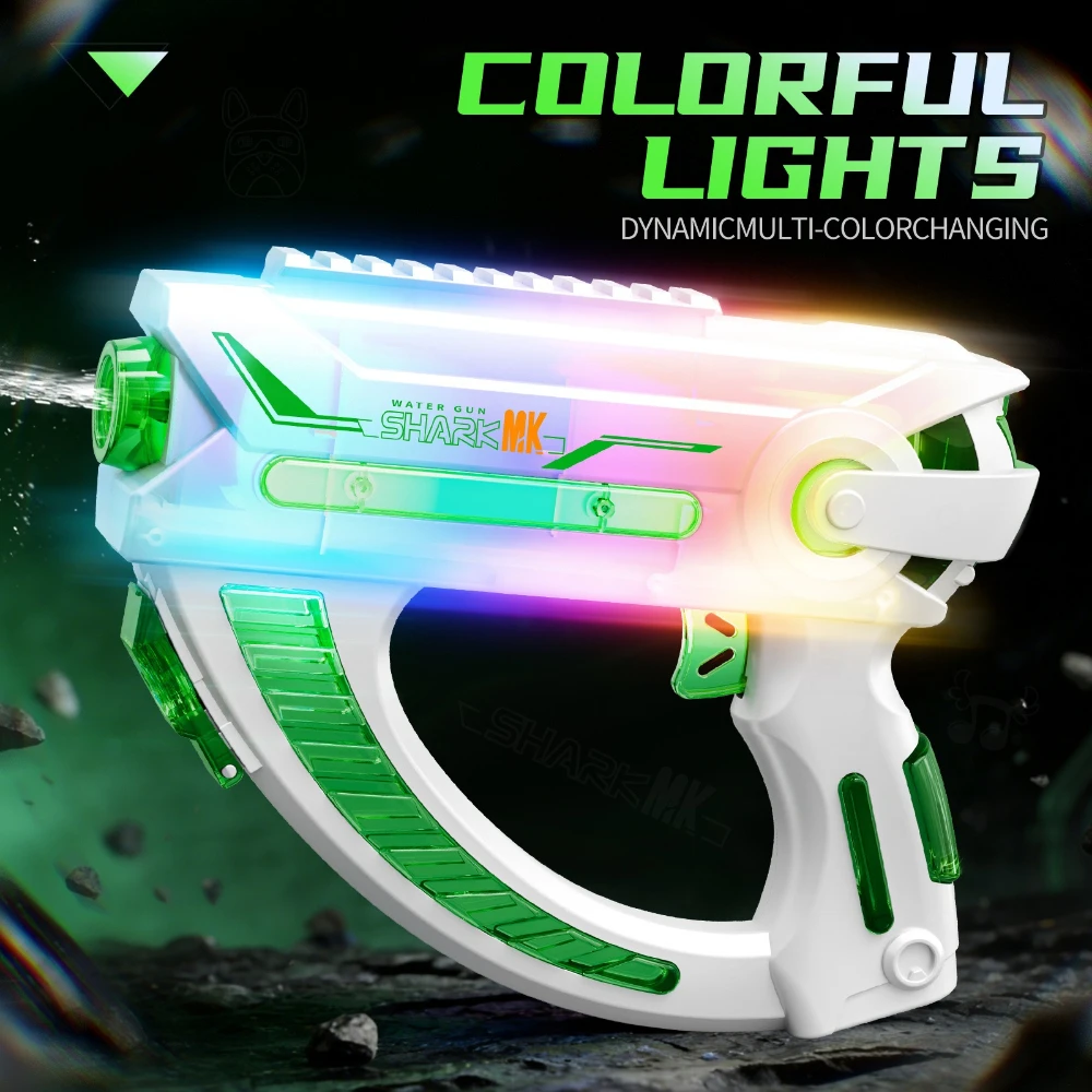 LED 발광 파인애플 모양 스페이스 물총 멋진 야광 권총 다채로운 전기 물총 어린이 여름 야외 물놀이 장난감
