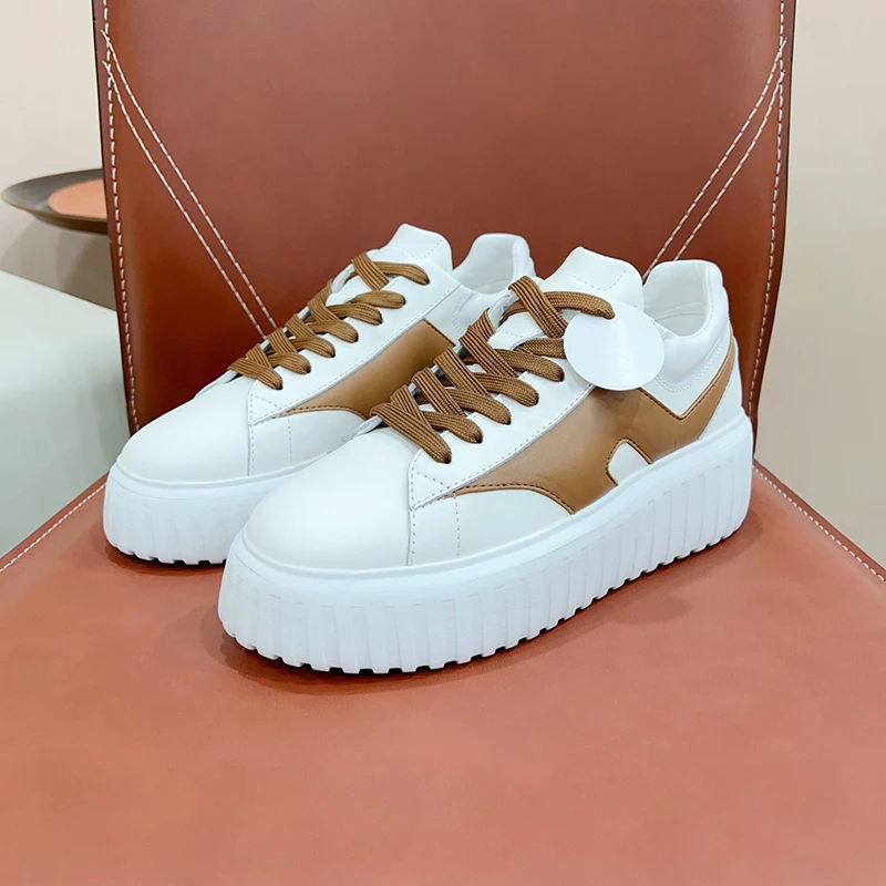 

Fashion Small White Shoes Spring New Mixed Colors Upper Lace-up Female Shoes Comfort Foot Feel Thick Bottom Lovers Sneakers