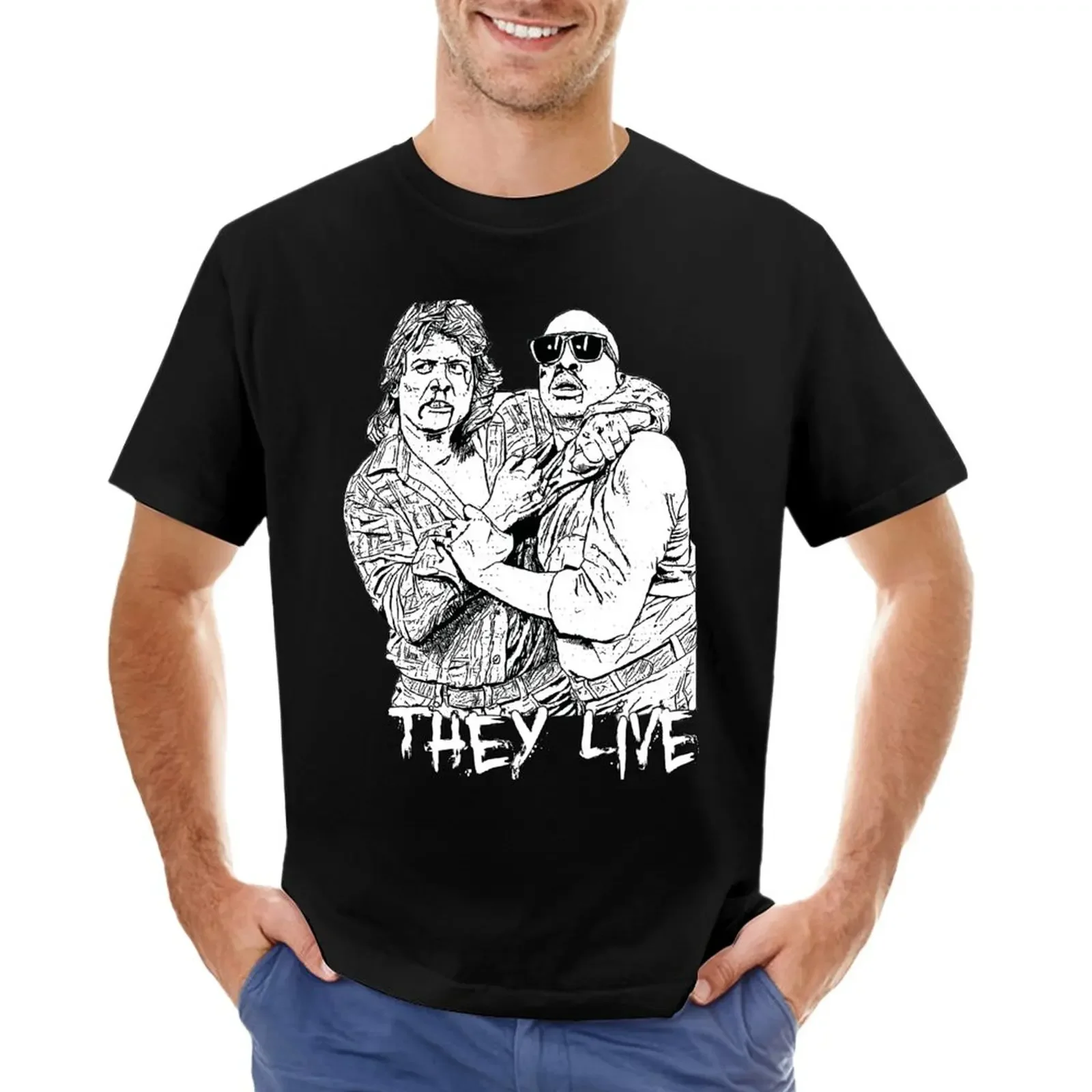 

they live T-Shirt plus sizes korean fashion heavyweights men graphic t shirts