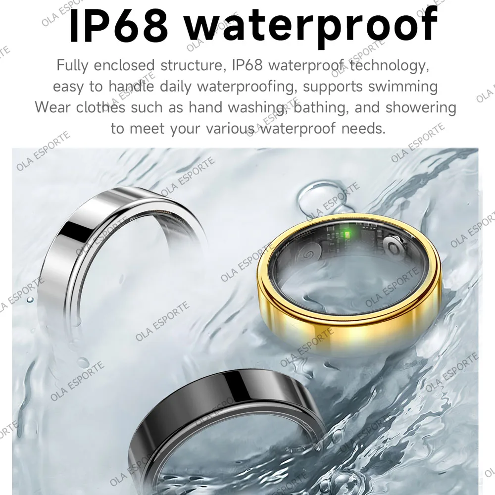 New Smart Ring Men Women, Heart Rate Blood Oxygen and Sleep Monitoring Smartring IP68 & 5ATM Waterproof, Multi-Sport Modes Rings