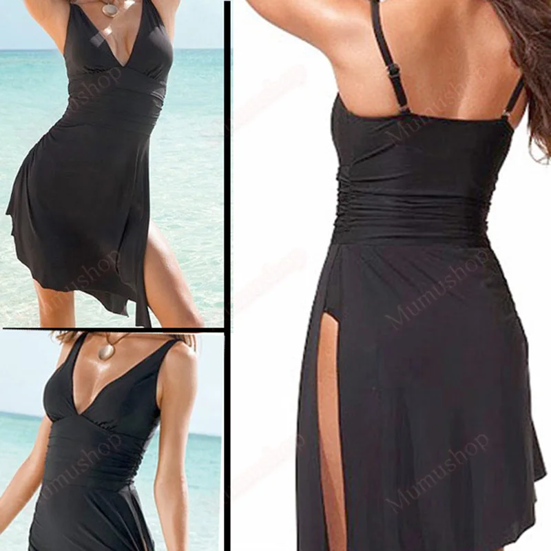 

Women One Piece Swimsuit Girls Ruched Cut Out V Neck High Cut Bathing Suit Swimdress Asymetrical Swimwear