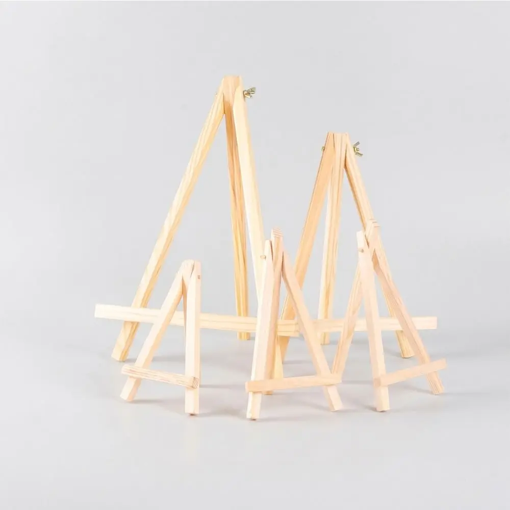 Supporto da Tavolo in Legno Pieghevole di Piccole Dimensioni per Esposizione Pitture, Artigianato Fai-da-te, a Forma di Triangolo, Supporto per Telefono da Scrivania - immagine 2