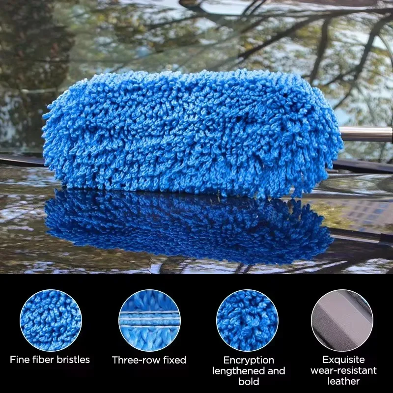 Set Da 2 Spolverini In Microfibra Per Auto: Manico Estensibile E Antigraffio Per Interni Ed Esterni, Pulizia Profonda Universale (Blu)