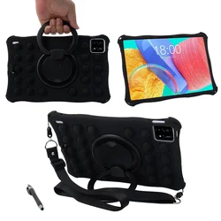 Enhanced 360° Rotating Stand Case with Handle Grip - Shockproof Silicone Cover for Pad 6S Pro 12.4 2024 (Black-Strap)