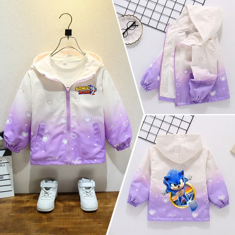thumbnail image 1 of Chaqueta de manga larga para niñas de Sonics, cortavientos, ropa holgada con estampado, chaqueta de manga larga con cremallera, abrigos a prueba de viento, chaquetas para bebés, 1 of 5