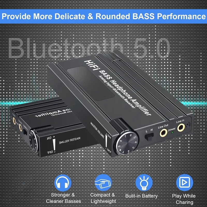 Headphone Amplifier Portable Hifi Earphone Amp With Bass Volume Control