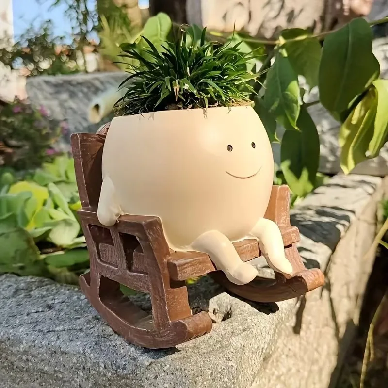 Smiley Face Resin Succulent Planter - Personalized Desktop Decoration and Home Gift