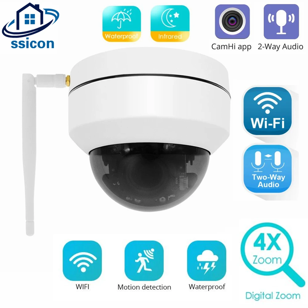 CamHi 5MP Speed Dome Outdoor WIFI IP Camera PTZ 2.8-12mm Lens Motorized Zoom Two Ways AUDIO Waterproof Security Wireless Camera