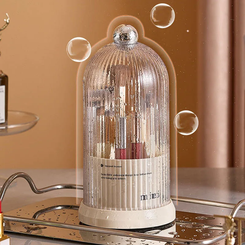 360° Rotating Make Up Organizer With Lid Luxury Cosmetic Brushes Holder Lipstick Eyebrow Pencil Holder Eye Shadow Storage Box