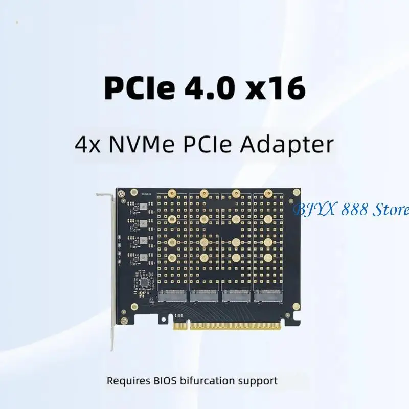 39XC 4 포트 M.2 스토리지 PCIe X16 확장 보드(금속 열 분산기 및 안정적인 전력 포함)