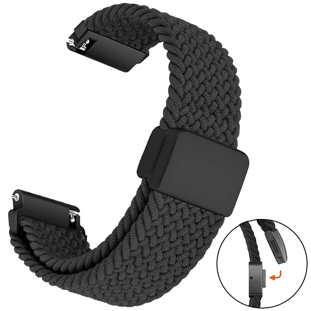 Adjustable Magnetic Braided Nylon Watch Band, 20/22mm Strap