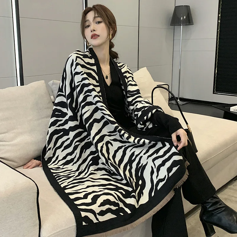 

Classic Fashion Zebra Stripes Imitated Cashmere Scarf Soft Comfortable Shawl Women Spring Autumn Winter Neckerchief Wraps Long