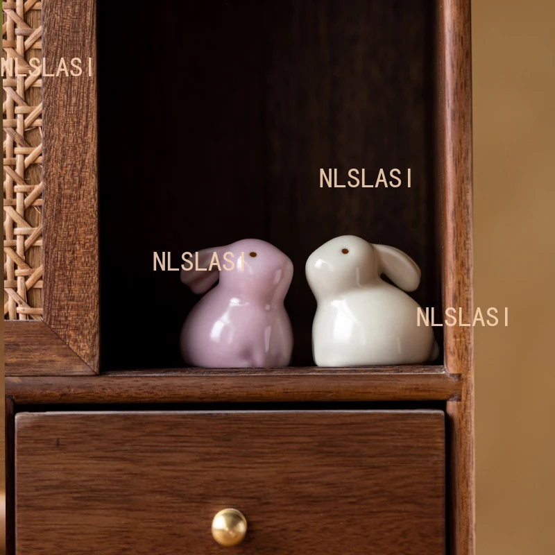 1PCS Ceramic Tea Pet Creative Ru Kiln Rabbit Tea Play Home Desktop Ornaments Nourishing Handicrafts Teaset Accessories