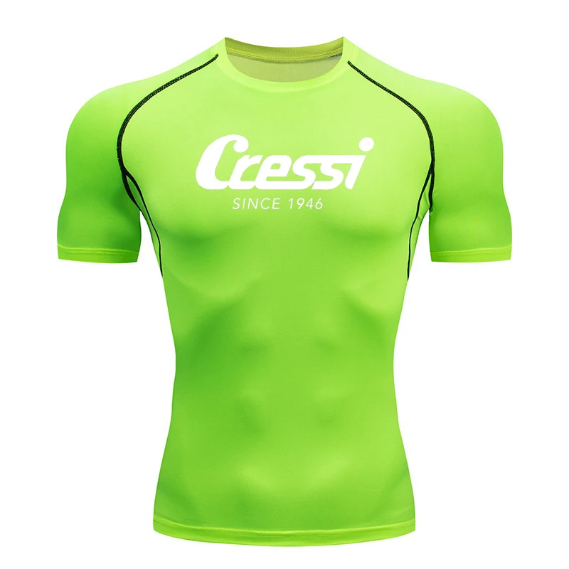 2026 Men Surf Sunscreen Diving Suit Rash Protection t-Shirt Swimsuit Tight Short-Sleeved Swimming Floating UV tee shirt homme