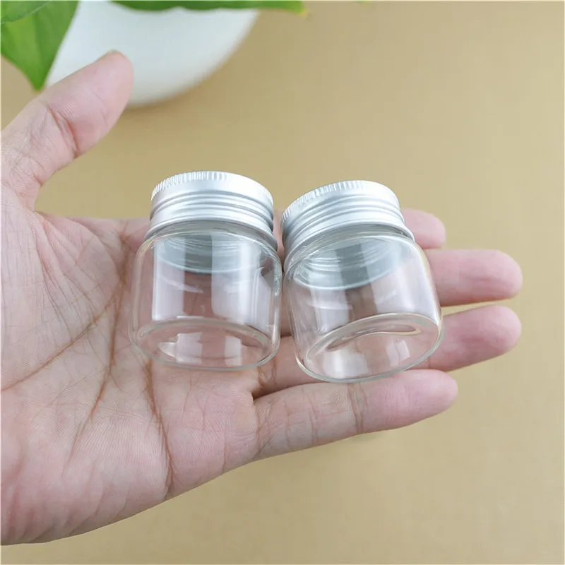 Glass Bottles 12/24/48 Pcs 23*37*40mm 25ml Aluminium Cap Glass jars Empty Containers Wishing bottles Mini Vials 6