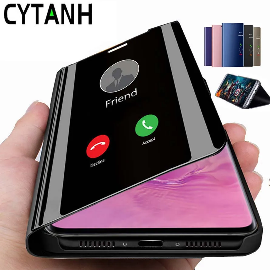 Screen Protector A21s Mirror Flip Cover Luxury Original Silicone