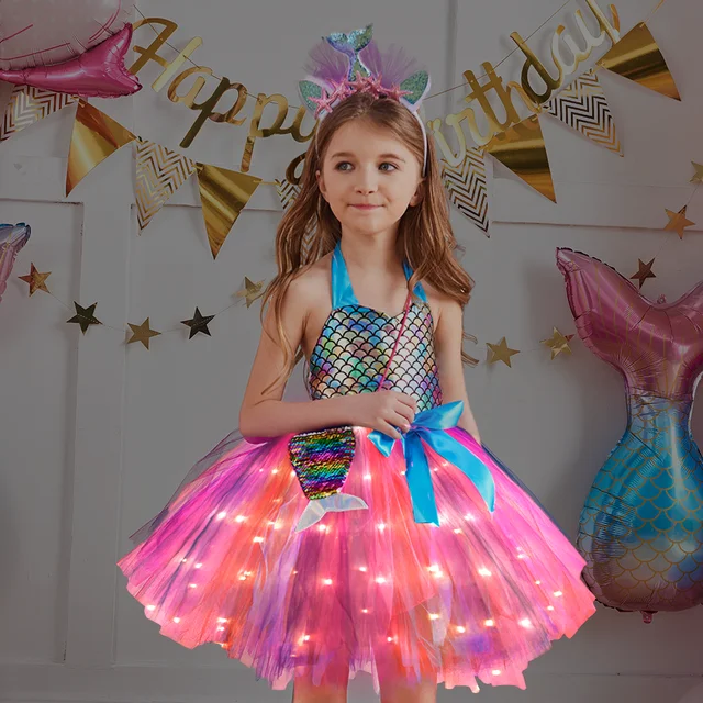 Robe Tutu de fée lumineuse avec ailes Robe de fée pastel Costume