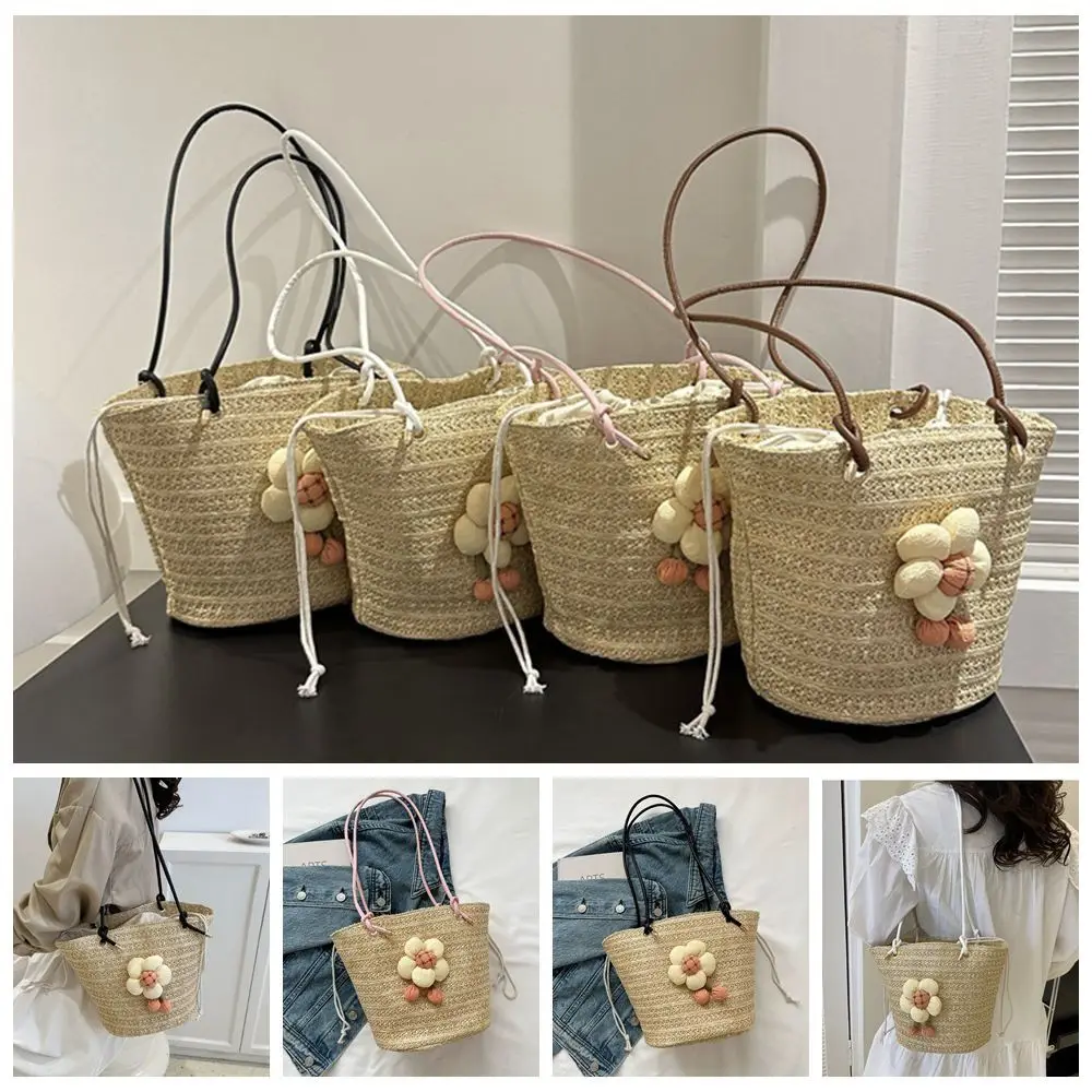 

Large Capacity Straw Woven Bag New Spring Summer Causal Weave Tote Bag Woven Shopper Totes Girls