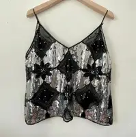 Summer Women Bling Sequined Tanks Tops Sexy Beaded Work Mesh Tops Chic Women Sparkly Cami Vest Femme Streetwear - Image 2