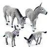 Simulation Grey Donkey Model Cute Animals Toy Action Figures Farm Pasture Plastic Figurines Decorations Collection Children Gift 1