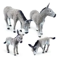 Simulation Grey Donkey Model Cute Animals Toy Action Figures Farm Pasture Plastic Figurines Decorations Collection Children Gift 1