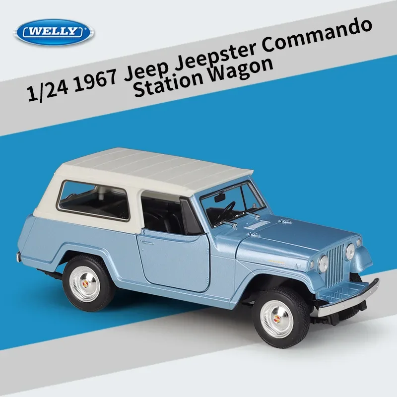 

WELLY 1:24 1967 Jeep Jeepster Commando Station Wagon Diecast Car Metal Alloy Model Car decoration display collection gifts BB104