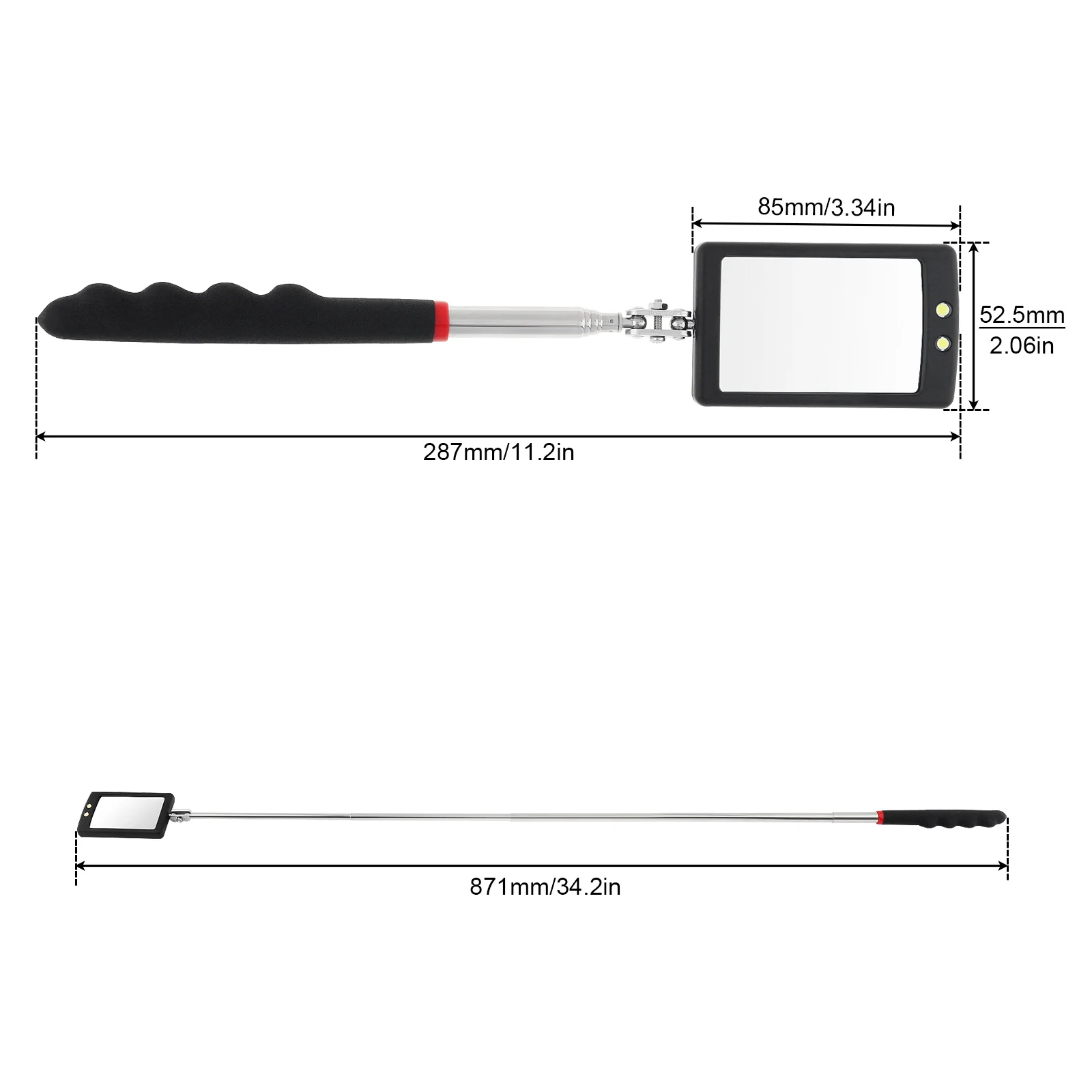 Car 360 Swivel Telescoping LED Light Flexible Inspection Mirror for Extra View Square Car Inspection Repair Tool Detection lens 5