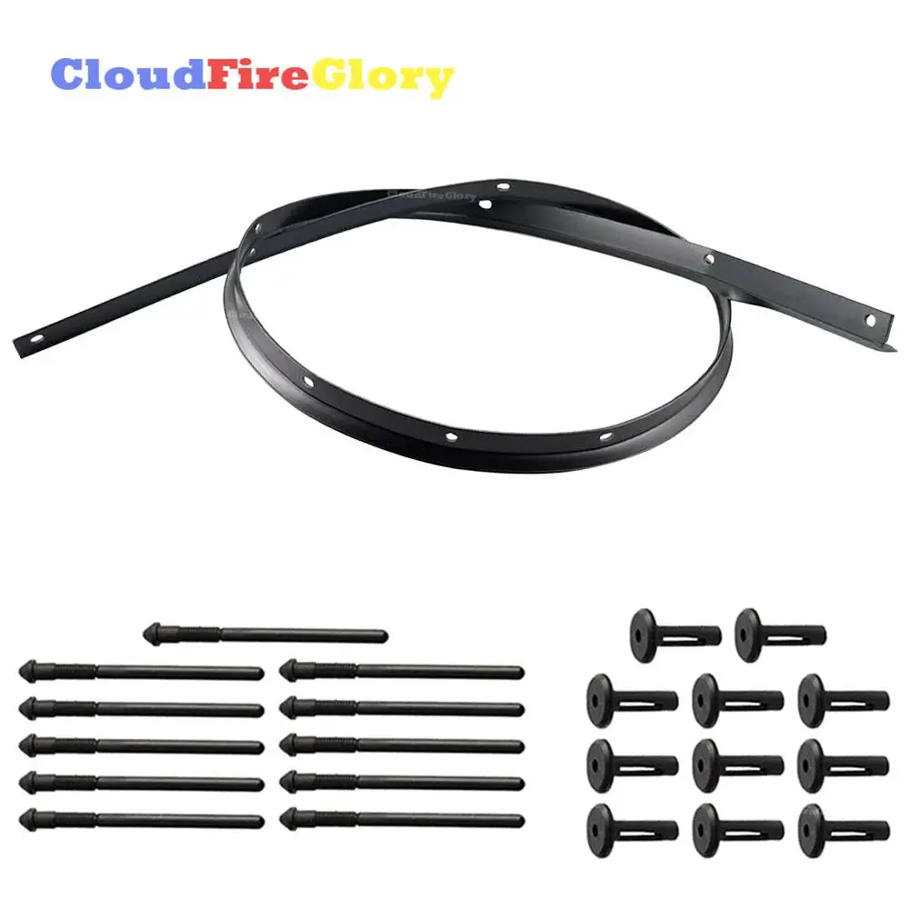 CloudFireGlory For Dodge Challenger 2008- 1Pcs Front Fascia Bumper Hood Seal & Rivets Black 68051392AA 68051392AB