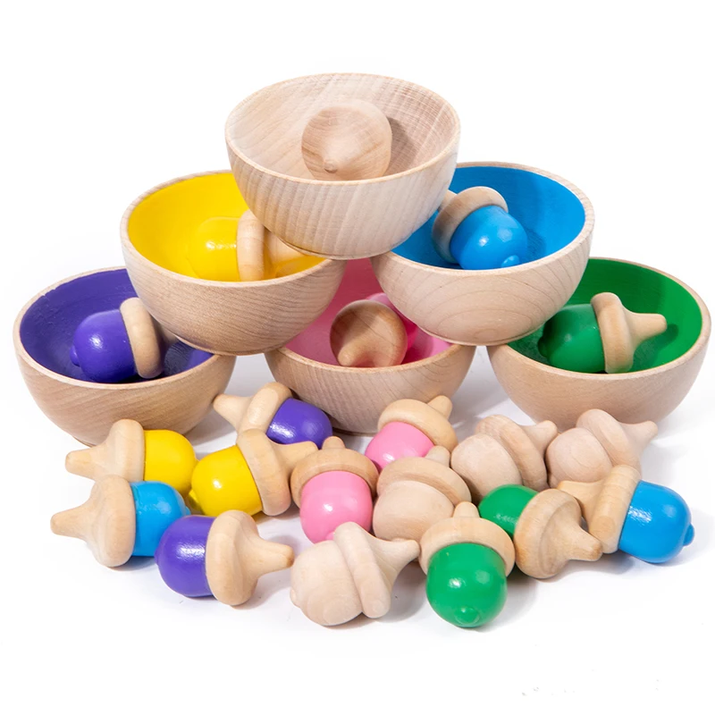 

Montessori Materials Wood Toy Clip Pinecone Color Sorting Sensory Toys Counting Games Fine Motor Skills Infant Toddler Learning