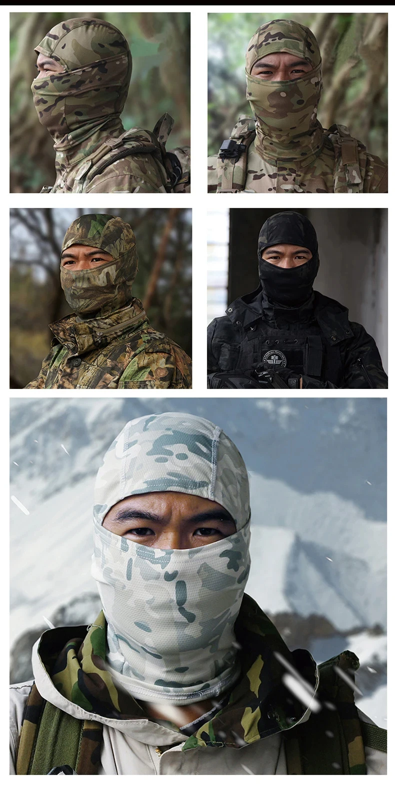Description Picture 6 of itemCamouflage Balaclava Hat Cycling Full Face Mask Outdoor Sports Hunting Hiking Ski Mask Motorcycle Helmet Inner Cap