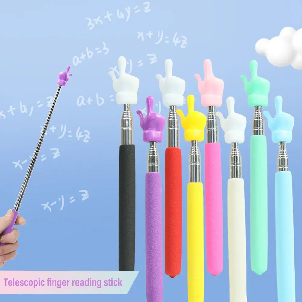 Telescopic Teaching Fingerstick Design White Board Pointer Handheld Reading Stick Stainless Steel Teaching Office Supplies