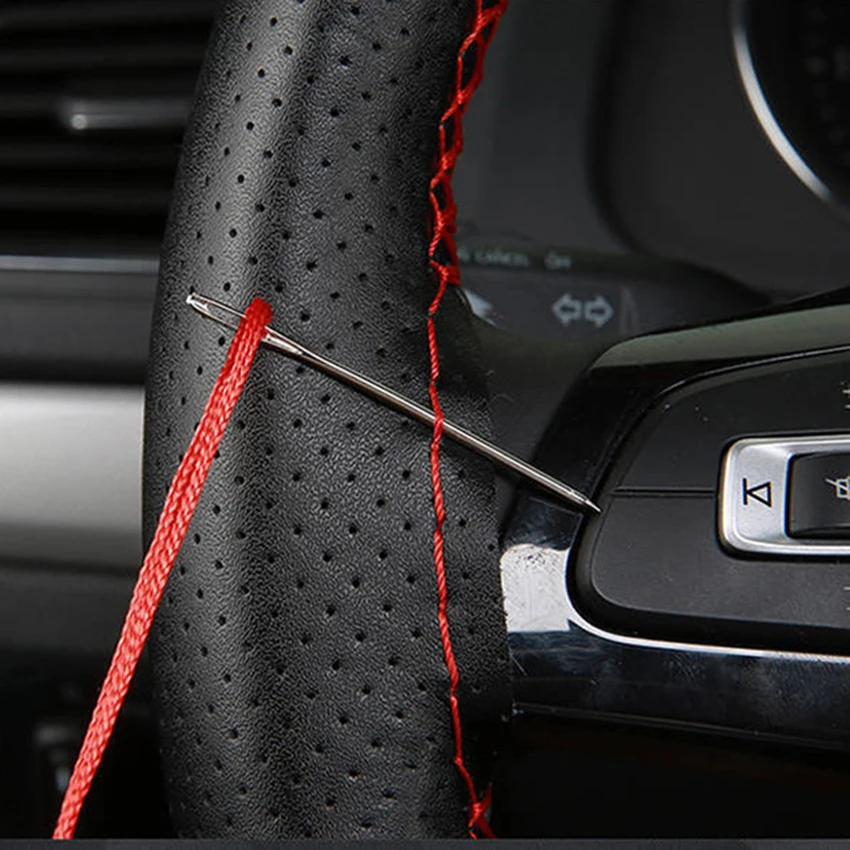 Braid On Car Steering Wheel 38cm Texture Soft PU Artificial Leather Car Covers steering wheel cover