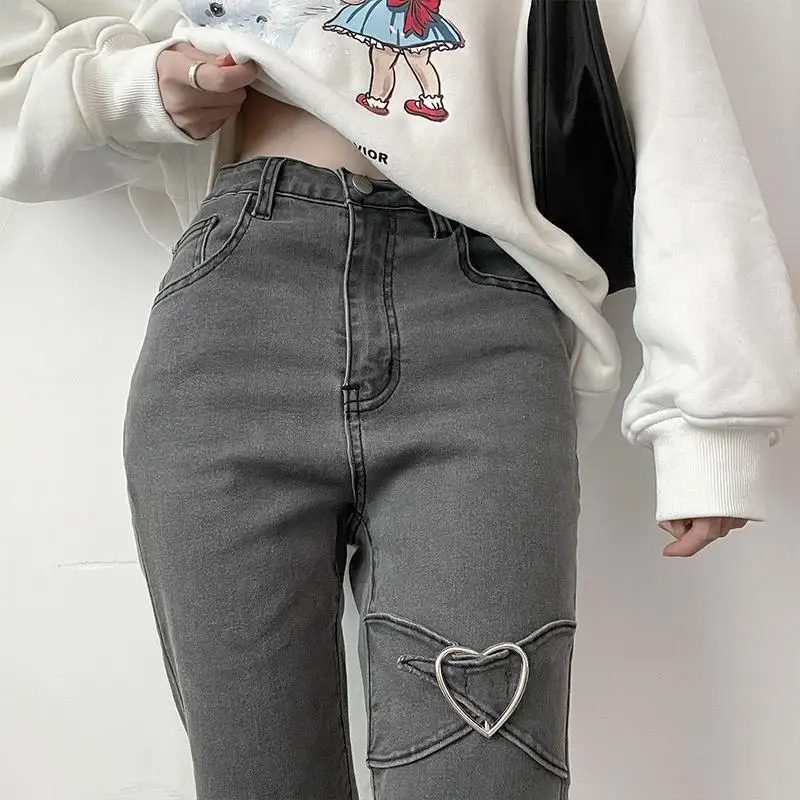 

Gasparine Women Jeans Vintage Denim Flare Pants Casual High Waist Slim 2023 Spring Mom Jeans Harajuku Y2K Pants Black Streetwear