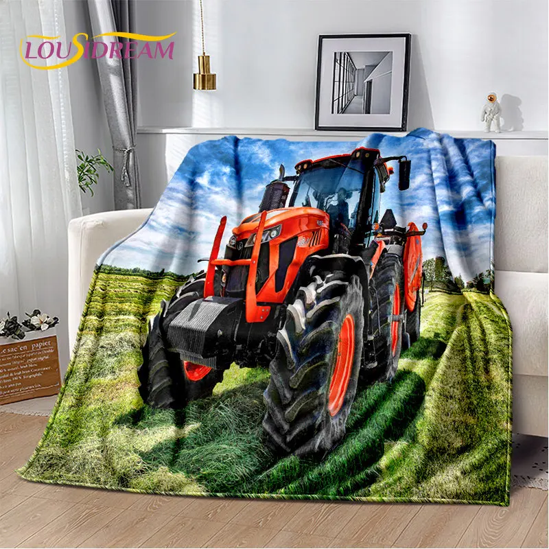 Car Tractor Truck Series Pattern Soft Plush Blanket,Flannel Blanket Throw Blanket for Living Room Bedroom Bed Sofa Picnic Cover