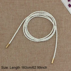 Slim PU Knotted Women's Vintage Waist Belt - Solid Color Thin String Waistband - One size (Woven White)