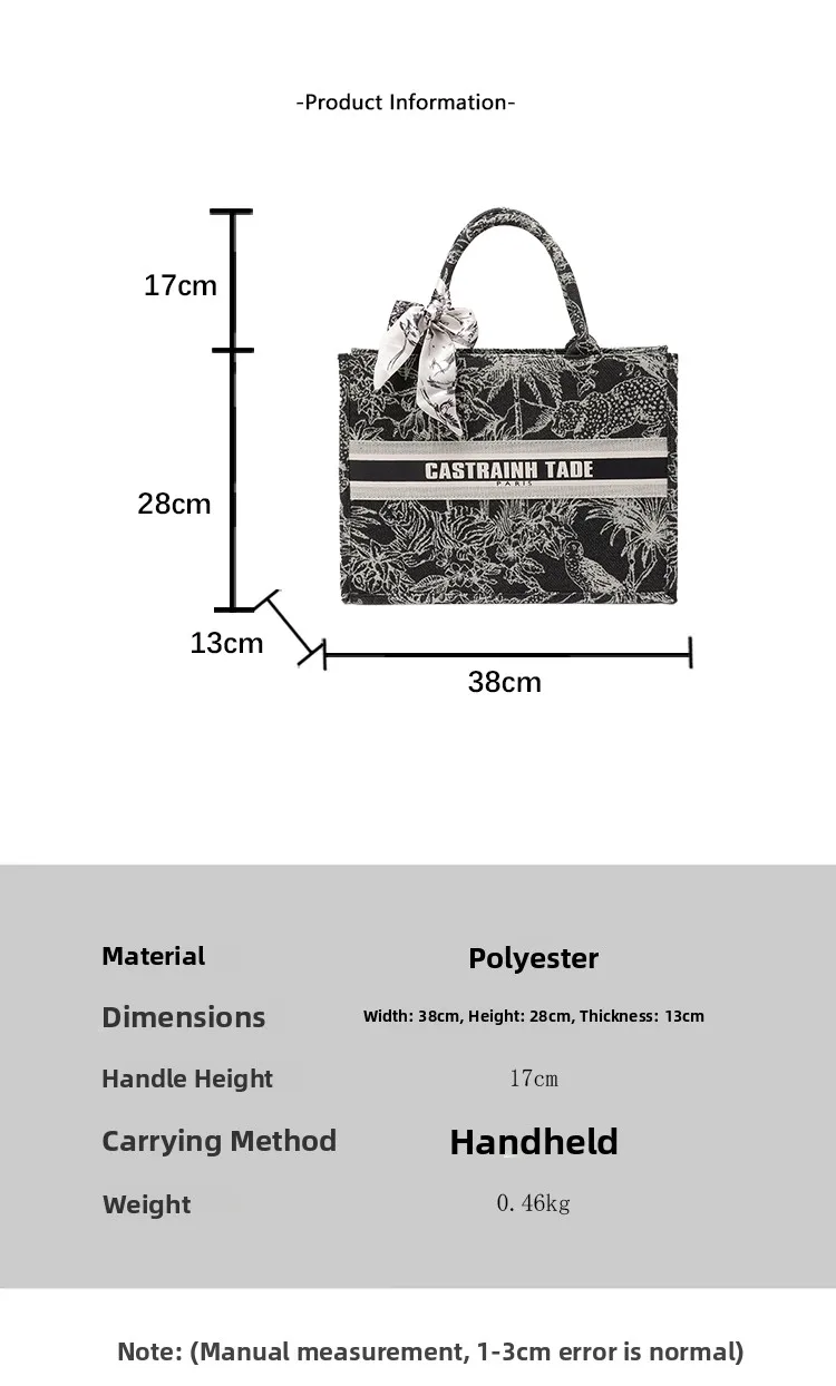 Carauana tote bag black and white embroidery