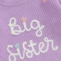Big Sister Little Sister Matching Outfits Toddler Girl Embroidery Knit Sweater Warm Sweatshirt Fall Winter Clothes 2