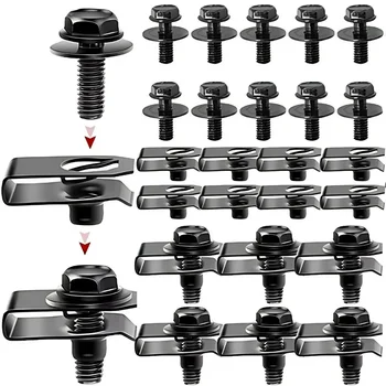 Car Body Bolts U Type Nut Clips M6 Automobile Bumper Fender Rivet Engine Cover Undertray Splash Shield Guard Liner Screws Clips 1