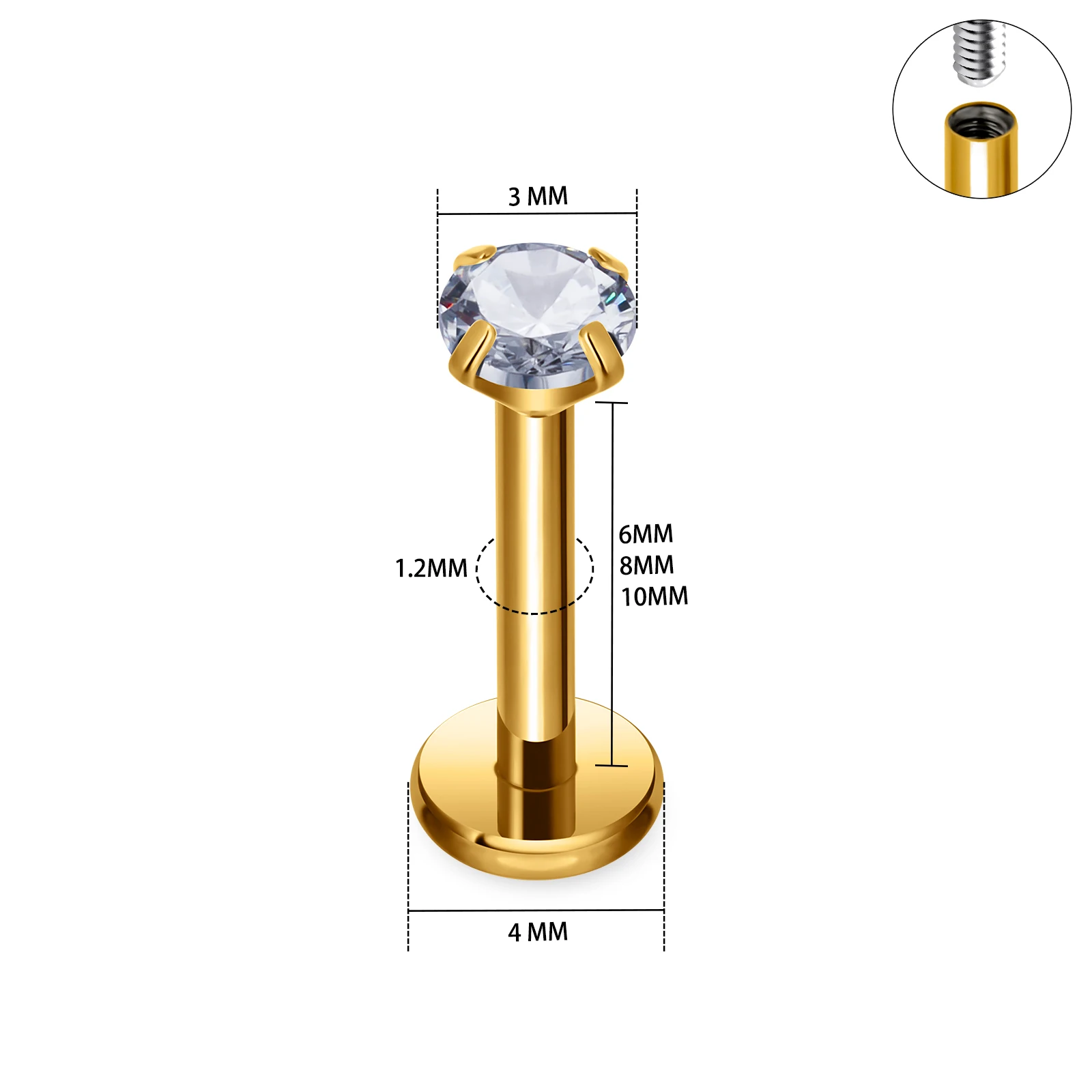 10pcs G23 Titanium Labret Piercing Lip Ring 16G Internal Thread Nose Stud Earring Tragus Helix Cartilage Piercing Women Jewelry piercing jewelry nose studs body piercing earrings ear piercing jewelry ear studs metal jewelry body piercing jewelry body jewelry