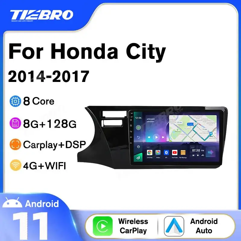 

8G+128G Android 10 2 din Car Radio For Honda City LHD 2014-2017 Multimedia Player CarPlay 1280*720P Screen Autoardio GPS NO DVD