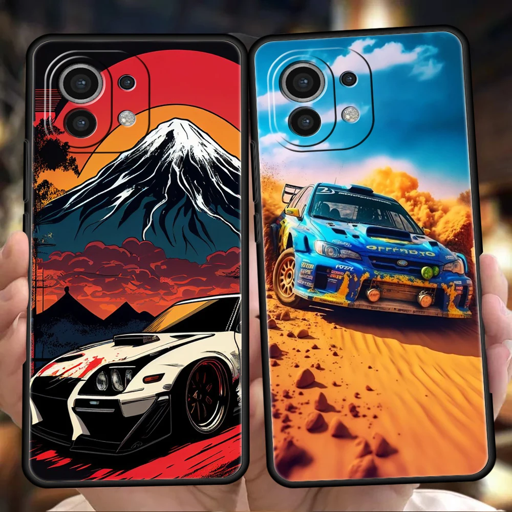 Drift Sportwagen Handy hülle für Xiaomi Mi 14 13 12 11 Ultra 13t 12t Poco C51 F3 F4 F5 X3 X4 NFC M3 Pro Lite 5g Silikon hülle