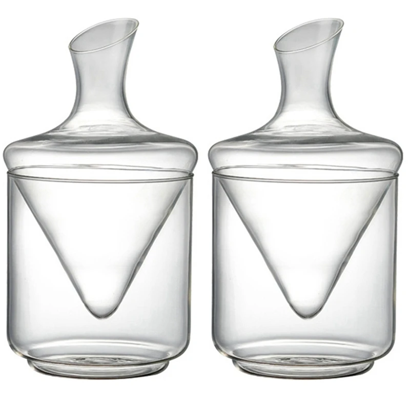 

Retail 2X Wine Decanter Set Wine Decanter With Ice Bucket Lead-Free Crystal Glass Blown Hand Perfect For Home Bar And Parties