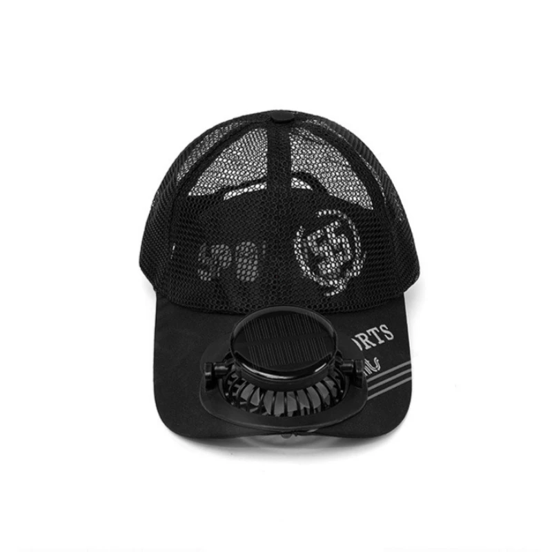 Solar powered charge fan baseball cap men summer outdoor sun shading breathable duck tongue mesh cap women gorras para hombres